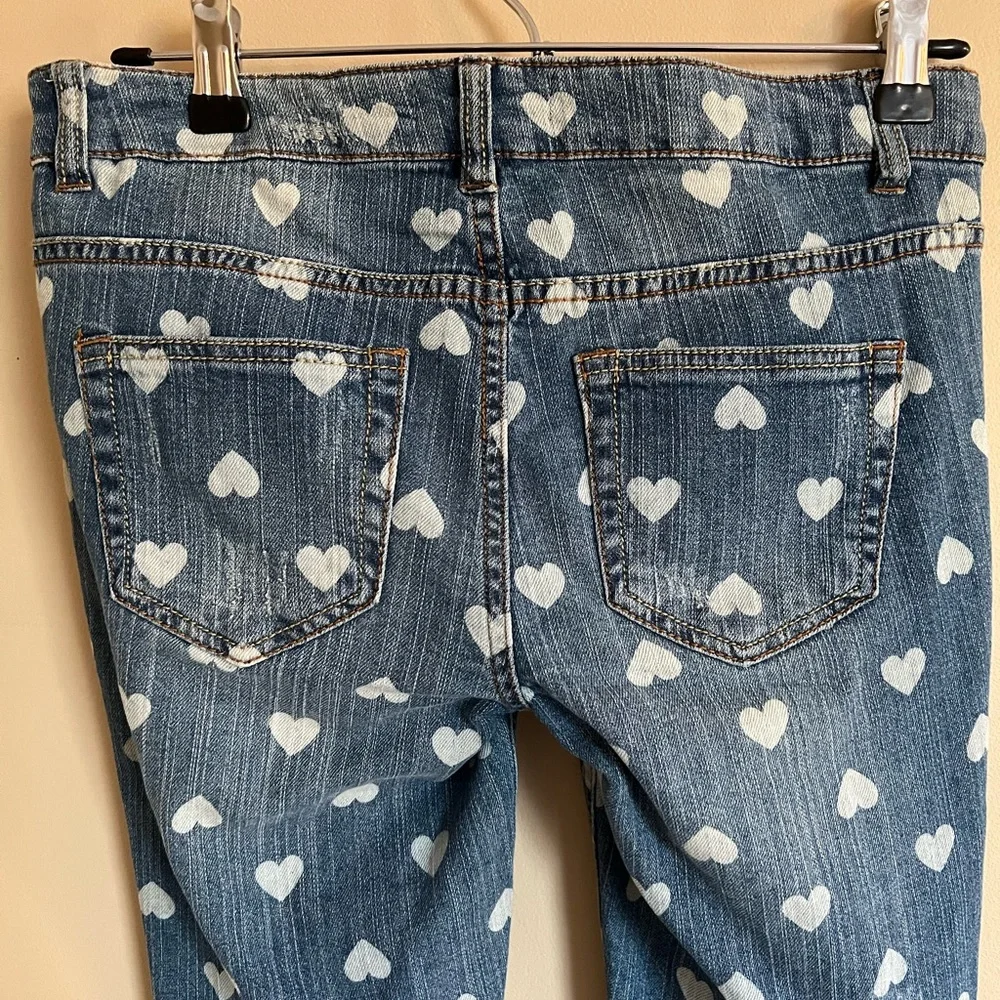 Heart Design Fire Los Angeles Distressed Skinny Jeans Size 1 New With Tags!